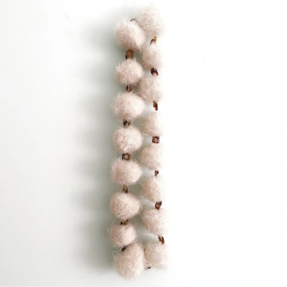 Upcycled Handmade Snowball Garland with Buttons for Holiday Winter Home Decor